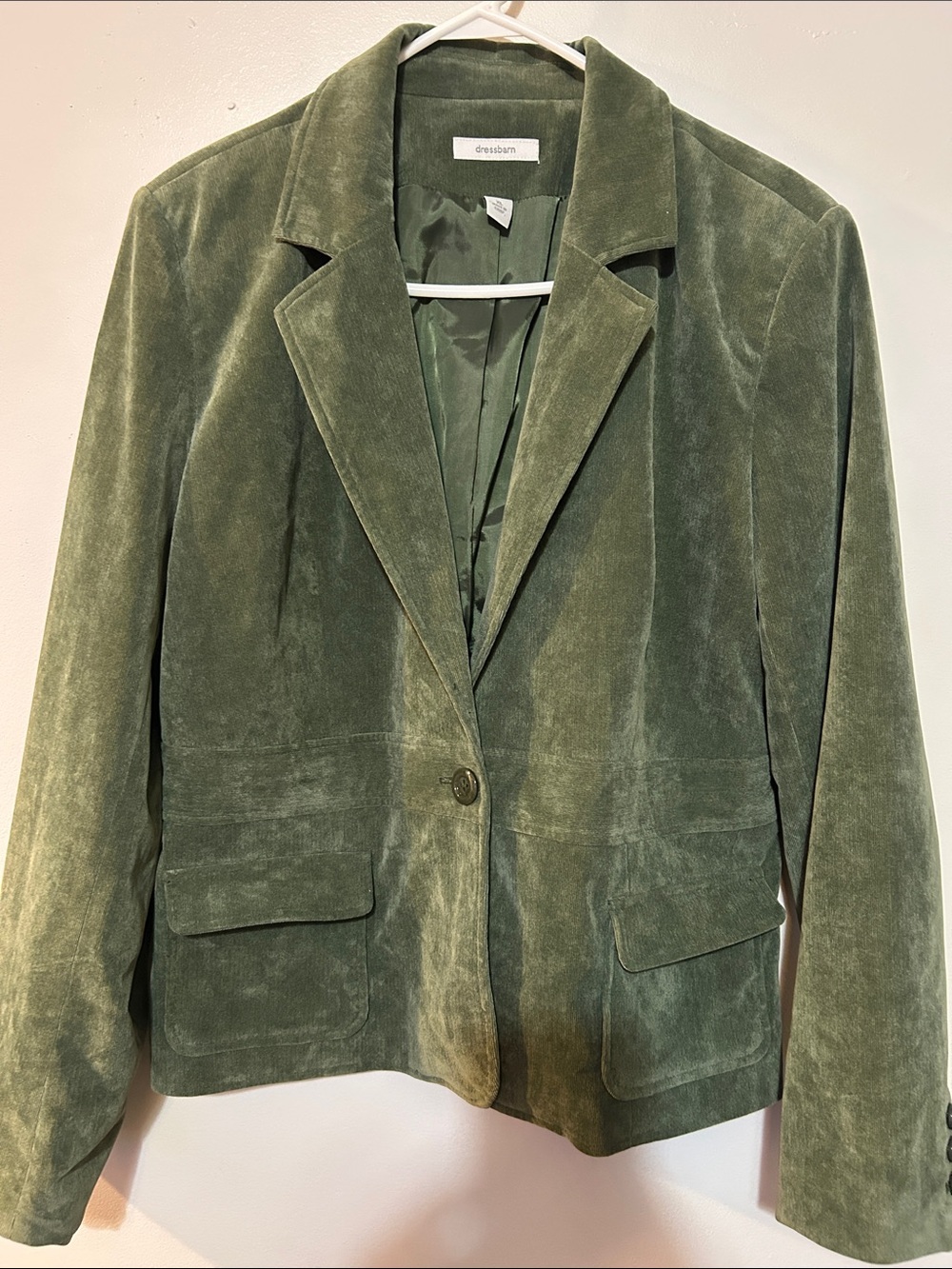 dressbarn Olive Suede Single-Button Blazer Y2K